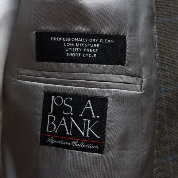 46L Jos A Bank 2 Piece Suit Blazer Sportcoat 36W Pants Grey Wool D090510 - Picture 5 of 16